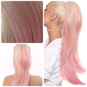 24 inch Ponytail Extension Baby Pink Ombré